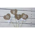 10 x WEDDING DECOR  SHABBY CHIC - TABLE NUMBER - BURLAP / HESSIAN AND WHITE LACE