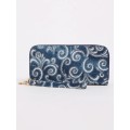 DESIGNED BY JOY COLLECTIBLES WALLET / PURSE IN DARK BLUE DENIM FABRIC WITH BEAUTIFUL DESIGNS