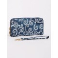 DESIGNED BY JOY COLLECTIBLES WALLET / PURSE IN DARK BLUE DENIM FABRIC WITH BEAUTIFUL DESIGNS