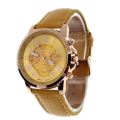 WOMAN CHIC CHARMING QUICKSAND FACE GENEVA ROMAN NUMERAL QUARTZ  WATCH WITH FAUX LEATHER STRAP