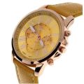 WOMAN CHIC CHARMING QUICKSAND FACE GENEVA ROMAN NUMERAL QUARTZ  WATCH WITH FAUX LEATHER STRAP