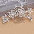 WEDDING BRIDAL HAIR COMB/SLIDE - IVORY FAUX PEARLS AND CRYSTAL - METAL - BEAUTIFULLY CRAFTED