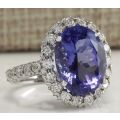 GIFT BOXED!!  OVAL CUT TANZANITE CZ RING CRAFTED IN HALLMARKED 925 SILVER  RING SIZE 8 (Q)