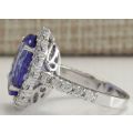 GIFT BOXED!!  OVAL CUT TANZANITE CZ RING CRAFTED IN HALLMARKED 925 SILVER  RING SIZE 8 (Q)