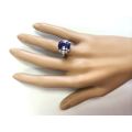 AWESOME BLUE AND WHITE SAPPHIRE CZ RING HALLMARKED 925 SILVER PLATED  RING SIZE 7 (0)