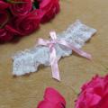 BRIDE`S SPECIAL!  BRIDE`S  PRETTY LACE GARTER WITH SOFT PINK SATIN  BOW