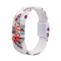 ULTRA THIN LED SPORTS WATCH  - WHITE WITH BEAUTIFUL BUTTERFLY PATTERN -  SILICONE STRAP
