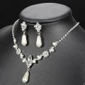GORGEOUS BRIDAL JEWELLERY SET - FAUX PEARL AND RHINESTONE NECKLACE AND EARRING SET
