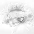 SALE!!!   HIGH QUALITY EXQUISITE BRIDE'S  PRETTY LACE GARTER WITH  RHINESTONE HEART AND SATIN  BOW