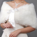 'WEDDING ACCESSORY" -   BRIDAL FAUX FUR SHOULDER SHAWL, WRAP, BOLERO  WITH SATIN RIBBON