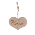 1 x WOODEN HEART SHAPED "CARDS" SIGN -  DIRECT YOUR GUESTS TO PLACE THEIR CARDS AND CASH GIFTS