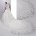 EXQUISITE AND LUXURIOUS   -  WHITE - 4M VEIL WITH SEQUINS AND LACE EDGE - WITH COMB - ALSO IN IVORY