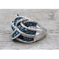 BEAUTIFUL INFINITY RING WITH BLUE SAPPHIRE CZ SET IN 925  SILVER PLATED  SIZE 8.5  (Q 3/4)