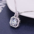 GORGEOUS WHITE SAPPHIRE CZ STONES IN SILVER PLATED PENDANT & CHAIN