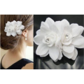 MARKED DOWN!!  1 PCS HAIRCLIP WITH 2 WHITE FLOWERS WITH RHINESTONE CENTRE ATTACHED - TO ADORN HAIR
