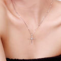 GORGEOUS WHITE SAPPHIRE CZ IN PLATED SILVER  CROSS PENDANT  - NO CHAIN