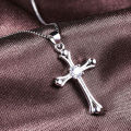 GORGEOUS WHITE SAPPHIRE CZ IN PLATED SILVER  CROSS PENDANT  - NO CHAIN