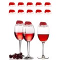 10 X BRIGHT RED  XMAS / CHRISTMAS GLASS TOPPERS DEPICTING SANTA CLAUSE HAT