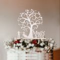 LASER CUT WOODEN WEDDING OR ANNIVERSARY  MR AND MRS DETAILED TREE OF LIFE CAKE TOPPER