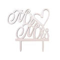 LASER CUT WOODEN M.D.F. WEDDING OR ANNIVERSARY CAKE TOPPER - MR AND MRS HEART DESIGN