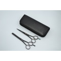 Professional Barber Razor Tinning & Scissors Titanium Coated Black (6.5`) German Stainless Steel
