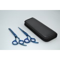 Professional Barber Razor Tinning & Scissors Titanium Coated Blue (6`) German Stainless Steel