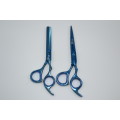 Professional Barber Razor Tinning & Scissors Titanium Coated Blue (6`) German Stainless Steel