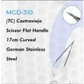 (TC) Castroviejo Scissor Flat Handle 17cm Curved German Stainless Steel