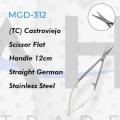 (TC) Castroviejo Scissor Flat Handle 12cm Straight German Stainless Steel