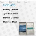 Gracey Curette 7pcs of Set Blue Titanium Coated Thick Handle German Stainless Steel