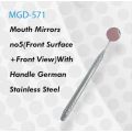 Mouth Mirrors no 5 with Handle (Front Surface + Front View) German Stainless Steel