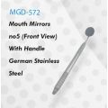 Mouth Mirrors no 5 with Handle (Front View) German Stainless Steel