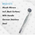 Mouth Mirrors no 5 with Handle (back Surfer) German Stainless Steel