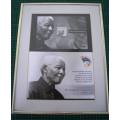 TWO FRAMED MANDELA MEMORABILIA CONTAINING COMMEMORATIVE STAMPS AND COINS