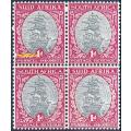 UNION 1934: DEFINITIVE ISSUE 1d BLOCK OF 4 MNH (SACC56a)