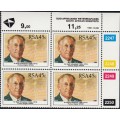 RSA 1991: SOUTH AFRICAN SCIENTISTS FULL SET CONTROL BLOCKS OF 4 MNH (SACC 753-756)