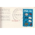 RSA 1975: OFFICIAL FDC 2.8A - POSTAL MECHANISATION SORTING - `A` CANCEL