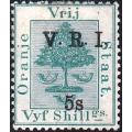 OFS - BRITISH OCCUPATION 1900 SURCHARGED 5s with THICK `V` RAISED STOPS MH (SACC 77)