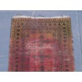 WORN HAND WOVEN PERSIAN CARPET --- HAS AGE RELATED WEAR