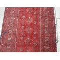 HAND WOVEN PERSIAN RUG --- HAS SOME BALDING AND DAMAGE