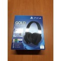Playstation 4 Gold Wireless Headset Black Boxed Like New!