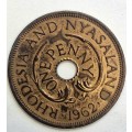 Rhodesia and Nyasaland 1 penny, 1962