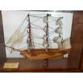 Miniture Model Ship Le `Astrolabe` in a wooden and glass display case