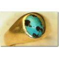 TURQUOISE SIGNET RING IN 18CT GOLD