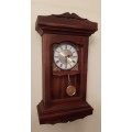WALL CLOCK: SOLID WOOD ~ DIGITAL MECHANISM WITH PENDULUM AND CHIMES