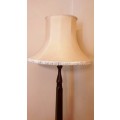 Vintage Mahogany Wood Floor Standing Lamp with White Shade