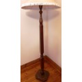 Vintage Mahogany Wood Floor Standing Lamp with White Shade