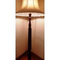Vintage Mahogany Wood Floor Standing Lamp with White Shade