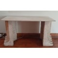 TEXTURED WHITE SOLID MARBLE CONSOLE / ENTRANCE HALL TABLE WITH MIRROR