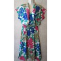 Vintage Floral Patterned Cotton Dress + Bolero- Size 34